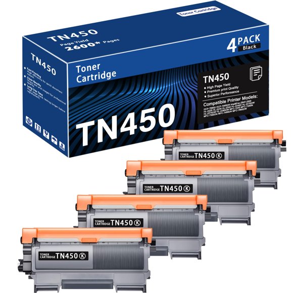 Cartucho de tóner LFDSMSG TN450 negro, paquete de 4, alto rendimiento