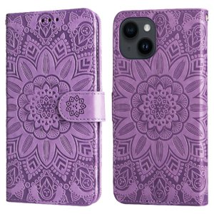 Funda Tipo Cartera Foxdock Para Iphone 13 Mini , Diseño Girasol En Relieve, Cuero Pu, Cierre Magnético, Soporte Y Tarjetero