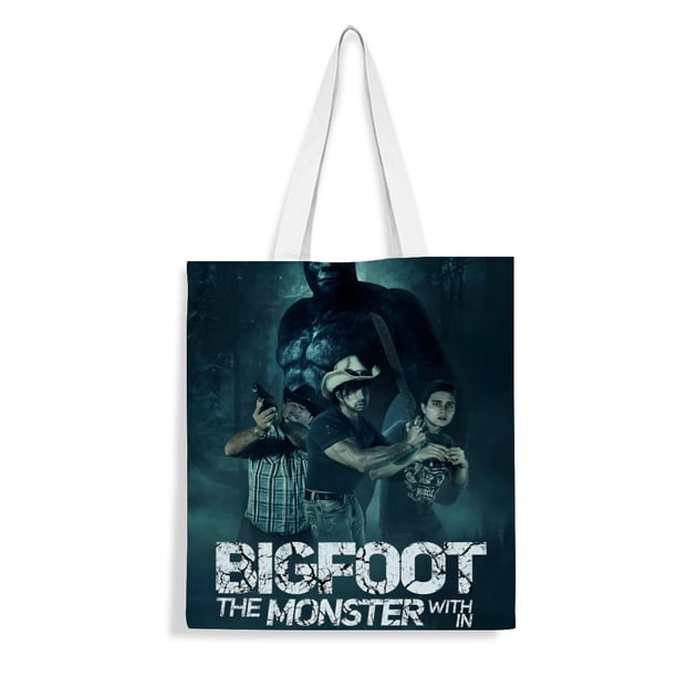 Bigfoot / Big Foot Bolso de tela con estampado de lienzo para mujer, bolsa de compras reutilizable y estética, con cremallera interior, regalo para mujer,40*45cm.