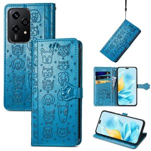 Funda Cartera Foxdock Para Honor 200 Lite , Flip Pu Con Relieve De Gatos Y Perros, Tarjetero Y Soporte