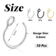 thumbnail image 2 of 10 aros nasales falsos de 20 g, 8 mm de acero inoxidable, con clip, para labio, piercing falso para hombres y mujeres (plateado, dorado y negro)., 2 of 7