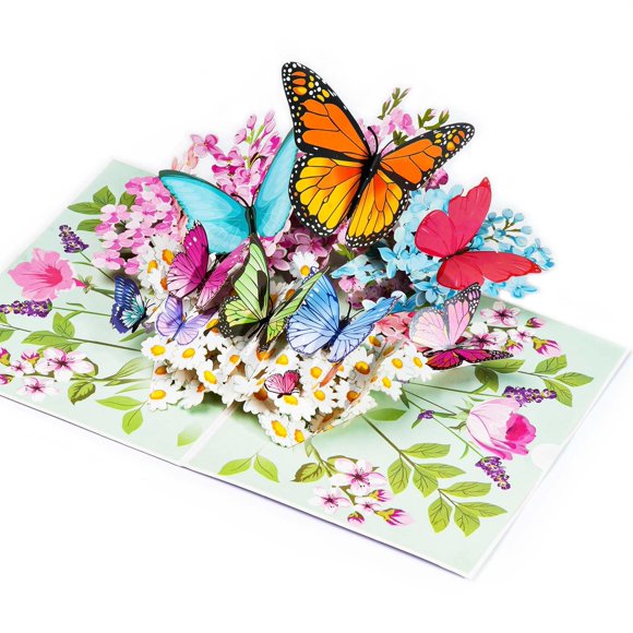 Tarjeta de Cumpleaños 3D Pop Up Joyvine Mariposa y Flor