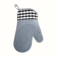 Xusx111 - 1 Par De Mitanes De Horno De Silicona Suave, Guantes De Cocina Resistentes Al Calor Y Impermeables, Forro De Algodón Grueso, Agarre Flexible Para Hornear A La Parrilla, Portaollas De Cocina,