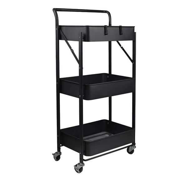 Carro Multiuso Plegable Acero Negro 45x30x88 cm