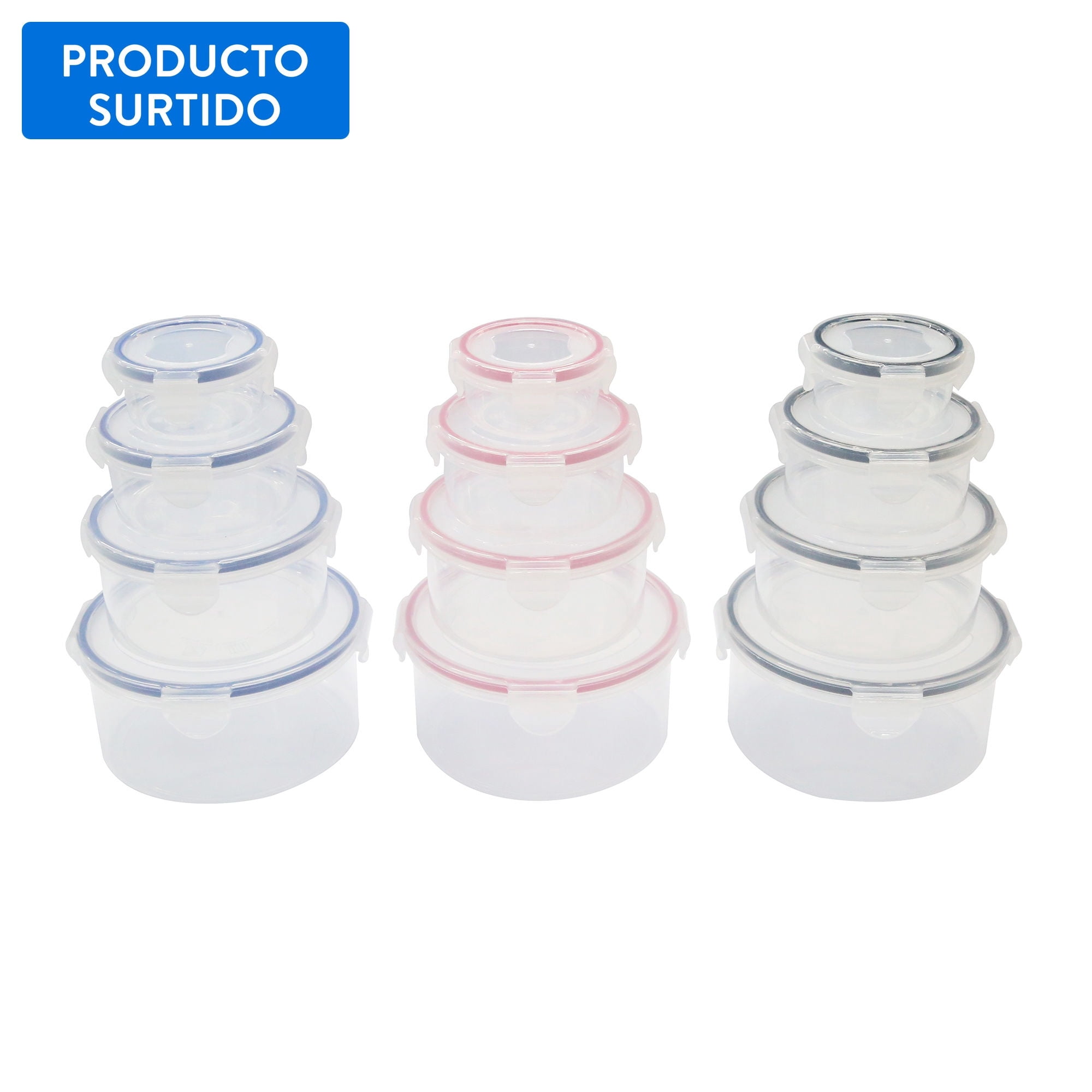 Haus - Hermético 4 Piezas Con Anillo De Silicona, Color Surtido