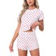 thumbnail image 1 of INSPIRE CHIC Pijamas de Punto Acanalado para Mujer Suaves y Elásticos con Cuello Redondo de Manga Corta con Pantalones Cortos Conjuntos de Descanso con Volantes y Patrones Lindos S Corazón Rojo, 1 of 6
