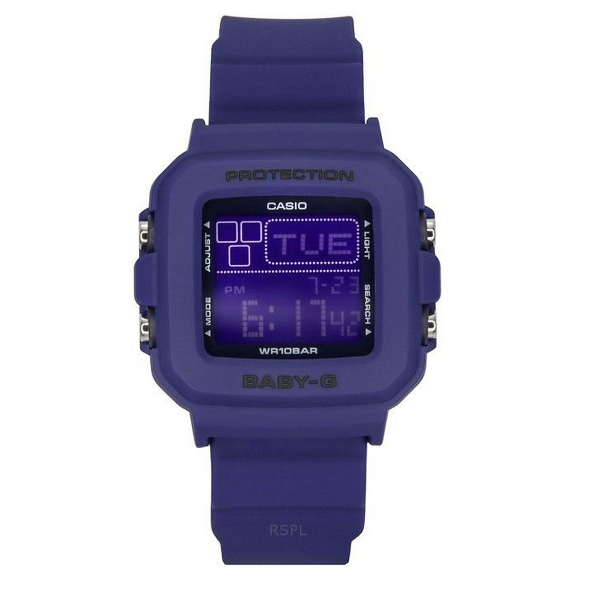Casio - Reloj Baby-g Plus Digital 30 Aniversario Correa De Resina Azul Cuarzo 100m Para Mujer Con Soporte Especial Bgd-10k-2