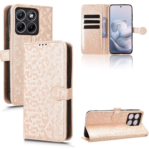 Funda Cartera Lunares Motorola Edge 70 Fusion con Tarjetero, Correa y Soporte Oro