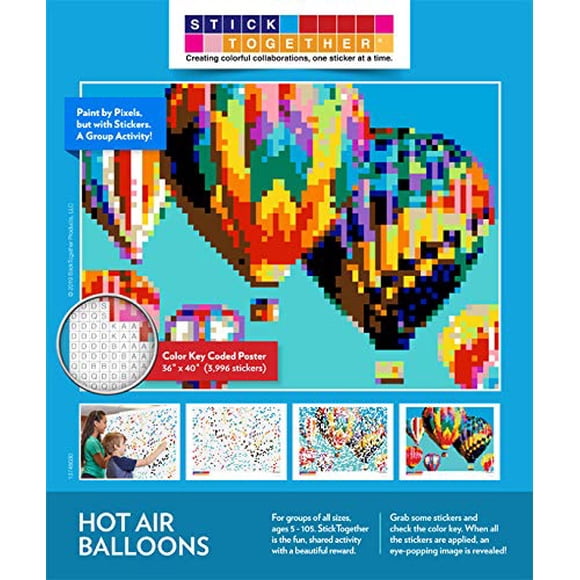 Póster de rompecabezas con forma de mosaico, globo aerostático StickTogether, 40 x 36