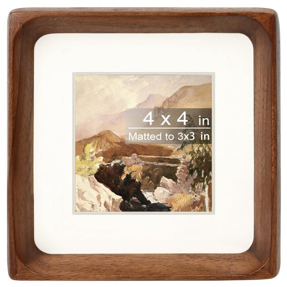 Marco de fotos Gdfmsc 10 cm x 10 cm con paspartú para 7,5 cm x 7,5 cm, nogal