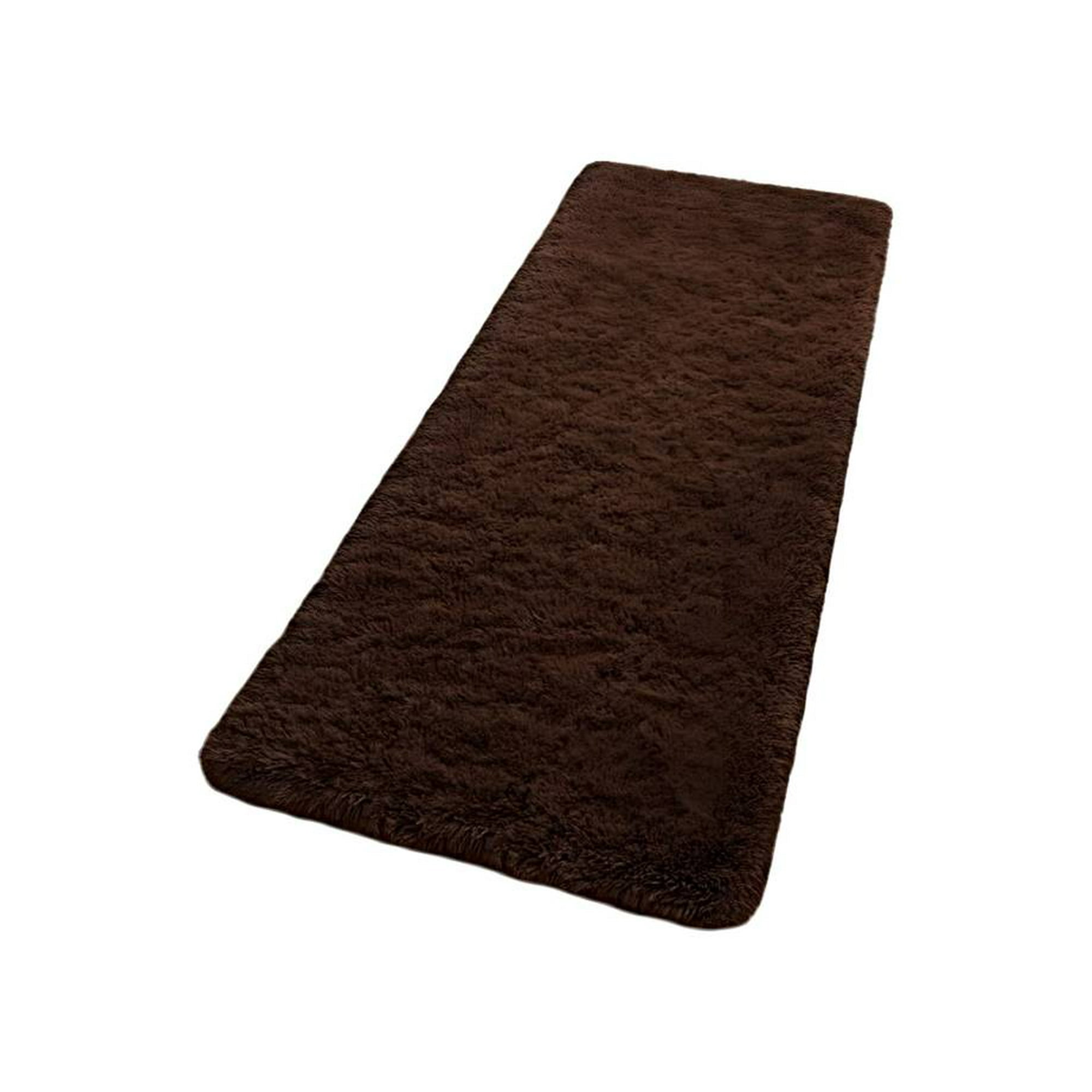 Fei Ya - Juego Por 2 Alfombra Pasillera Peluda Liviana 70x150 Ultra Suave Café