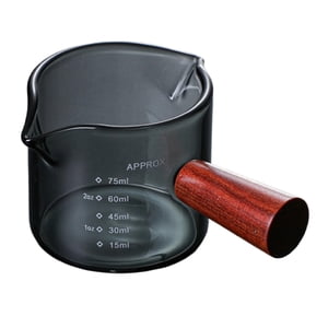 Bothyi - Taza De Espresso De Vidrio Taza De Café De Leche De Doble Boca Taza De Medición De Tiro Negro