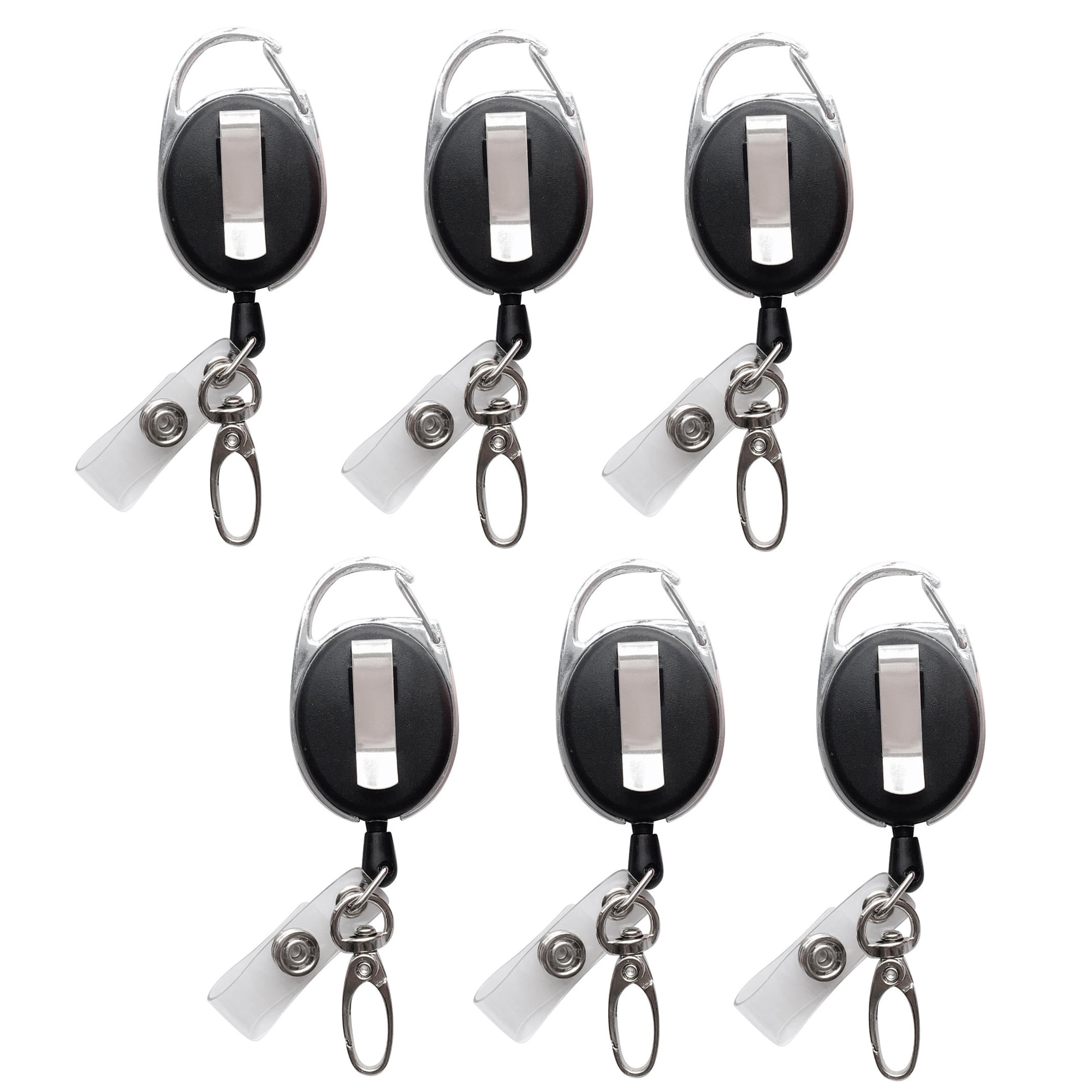 Set De 6 Portagafetes Retráctiles Hoaooo Con Cuerda De 60 Cm Y Broche De Garra