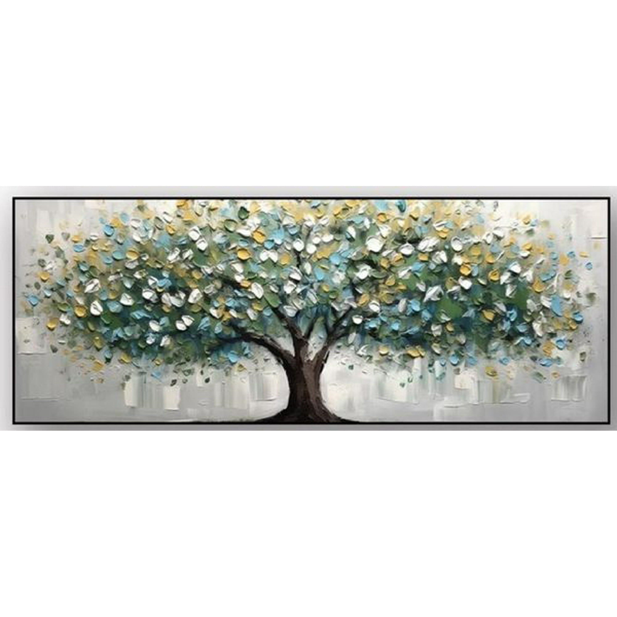 Decostilo - Cuadro Colgante Árbol Turquesa Y Dorado 60x120cm