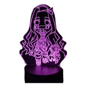 Lelumania - Lampara Ilusion 3D Nezuko Chibi De 7 Colores, Base Touch