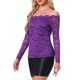 thumbnail image 4 of INSPIRE CHIC Blusa de Encaje Floral para Mujer con Hombros Descubiertos y Mangas Largas Transparentes L Púrpura, 4 of 6