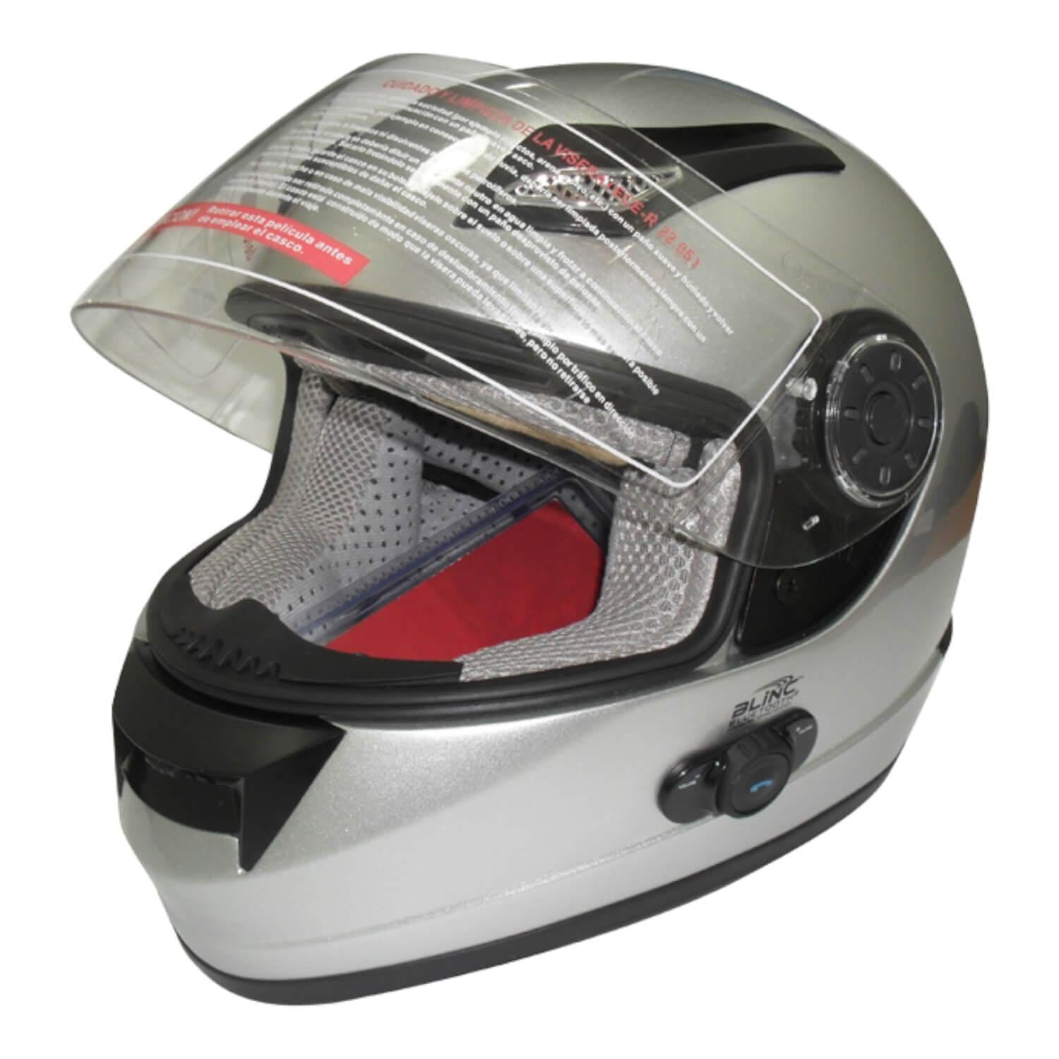Casco Full Face Bx107 Bluetooht Talla M Color Silver Certificado Ece Bex Plateado Tamaño Único