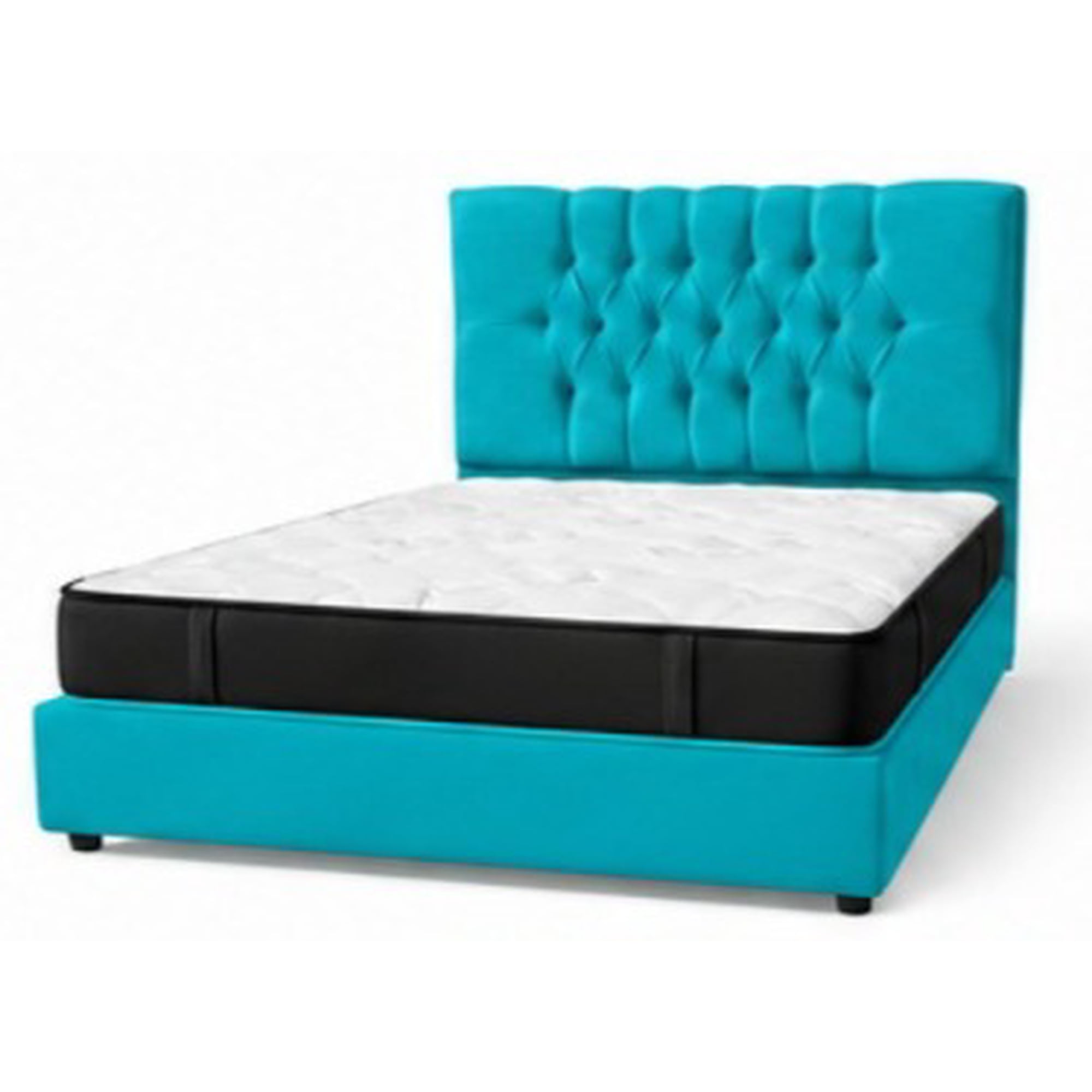 Rous Muebles - Cama Premium 2 Plazas Más Colchón, Color Turquesa