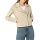 thumbnail image 1 of INSPIRE CHIC Chaqueta de motocicleta para mujer de ante sintético color sólido con cremallera asimétrica S Beige, 1 of 8