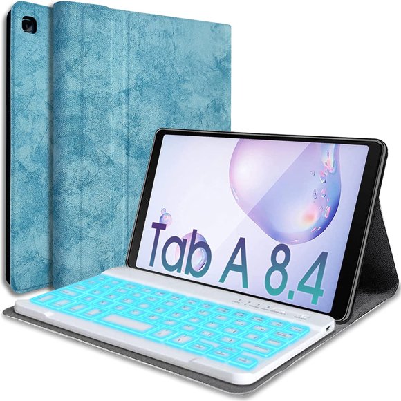 Funda de teclado Wineecy retroiluminada con Bluetooth para Samsung Tab A