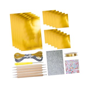 Bothyi - Kit De Láminas De Aluminio Para Manualidades, Grabado Y Repujado, Multiusos, 0,07 Mm De Grosor, Color Dorado