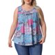 thumbnail image 1 of Agnes Orinda Camisetas sin mangas boho de talla grande para mujer, cuello redondo plisado, sin mangas, dobladillo curvado, casual, playero, fluido, camisola, camiseta 2X azul, 1 of 6