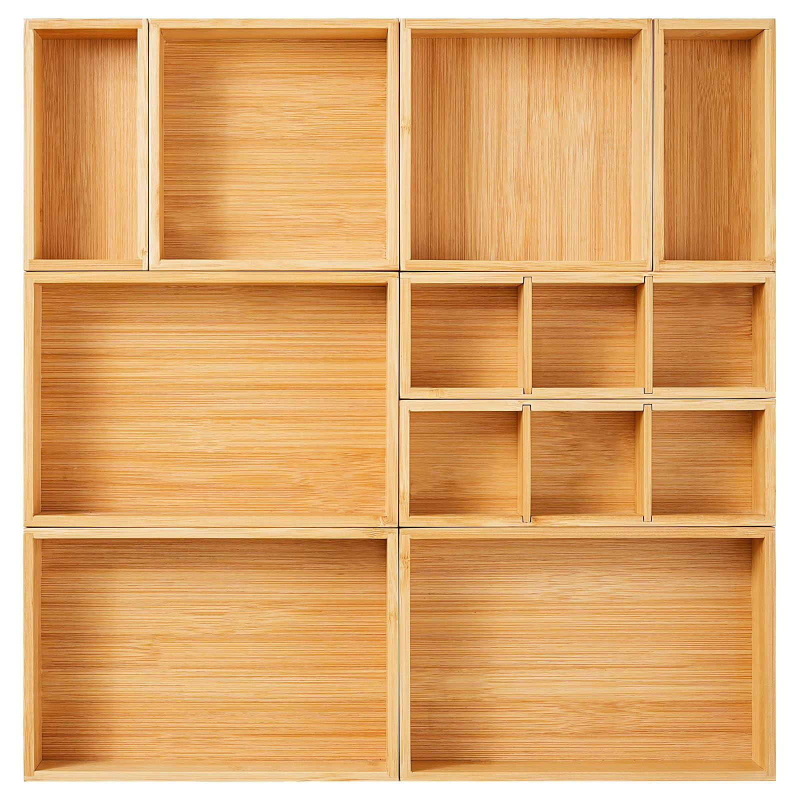 Organizador De Cajones Fabsome De Madera De Bambú, Juego De 9 Para Cocina