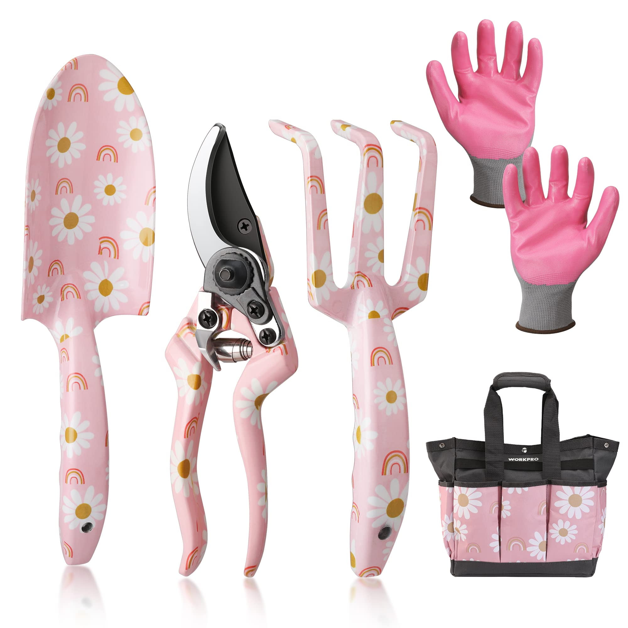 Juego De Herramientas De Jardinería Workpro De 5 Piezas Con Bolsa De Aluminio Para Mujer