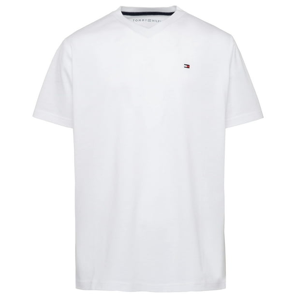 Camiseta Tommy Hilfiger Core para niños pequeños con cuello en V, blanca, talla 4