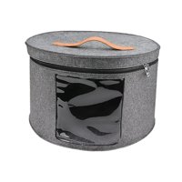 Bothyi - Caja Para Sombreros Portátil, Plegable, Redonda, Para Guardar Sombreros, Armario, Sala De Estar, Color Gris