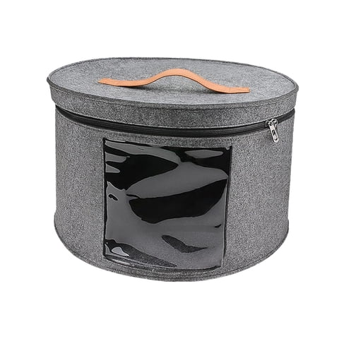 Bothyi - Caja Para Sombreros Portátil, Plegable, Redonda, Para Guardar Sombreros, Armario, Sala De Estar, Color Gris