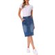 thumbnail image 2 of INSPIRE CHIC Falda de Mezclilla para Mujer Casual de Cintura Alta con Abertura Trasera, Falda de Jean Elástica a la Rodilla con Bolsillos S Azul Medio, 2 of 6