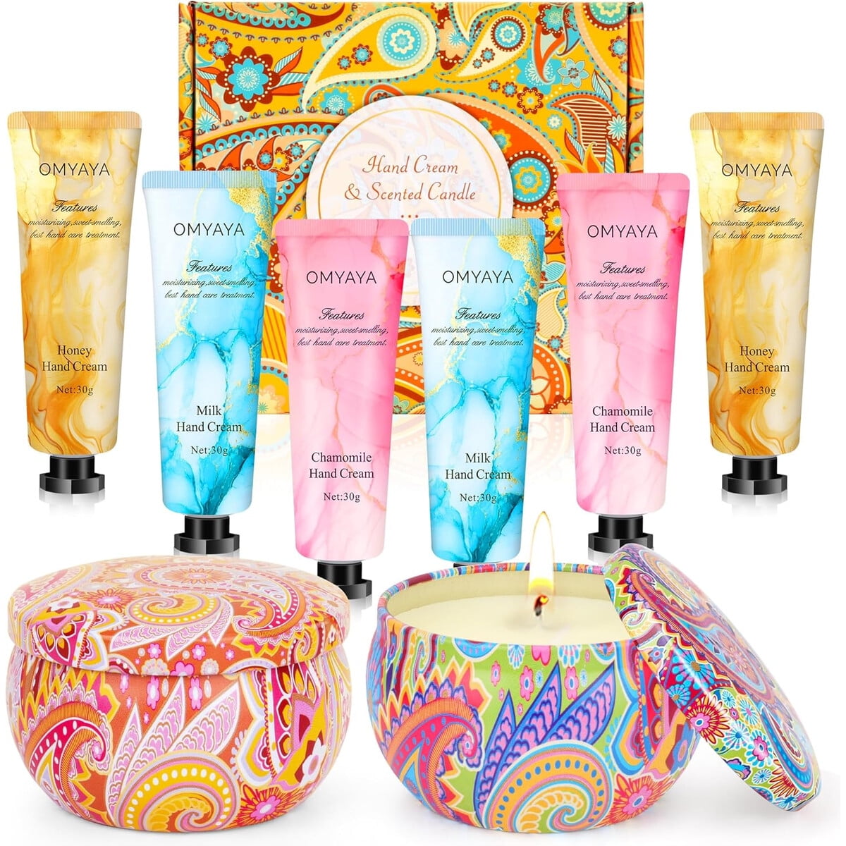 Set Regalo Omyaya Crema De Manos 30 G Y Vela Aromática Mujer