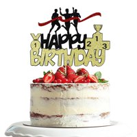 Cake Topper Dxsdgetue Black Gold Sports Marathon Birthday