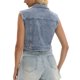 thumbnail image 3 of Chaleco de Mezclilla para Mujer con Botones, Lavado con Diamantes de Imitación, Sin Mangas, Chaqueta de Jean M Gris Azul, 3 of 6