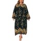 thumbnail image 1 of Agnes Orinda Vestido Maxi Boho de Talla Grande para Mujer, Estilo Escolar y Universitario, con Estampado, Cuello Redondo, Manga Larga, Cinturón, Casual, Línea A, Fluyente, Talla 2X, Negro, 1 of 6