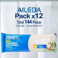 Aileda Trapero Humedo - 12 - Unidad Paquete De 12 Bolsas - 40 Cm - 60 Cm Fragancia De Coco Trapero Multiuso