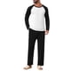 thumbnail image 2 of Conjunto de Pijama de 2 Piezas para Hombre INSPIRE CHIC Camiseta de Dormir con Cuello Redondo y Manga Raglán & Pantalones de Descanso XL Negro, 2 of 6