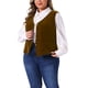 thumbnail image 4 of Agnes Orinda Chalecos de Talla Grande para Mujeres Chaleco Steampunk de Terciopelo sin Mangas con Botones en V Cuello en V Chalecos de Traje 3X Café, 4 of 6