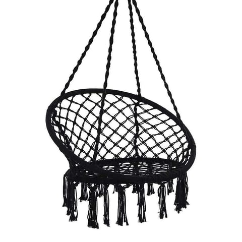 Importclick - Hamaca Silla Columpio Algodón Negra 80 X 70 Cm