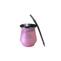 El Buen Pastor - Mate Flora Acero Inoxidable Rosado Con Bombilla