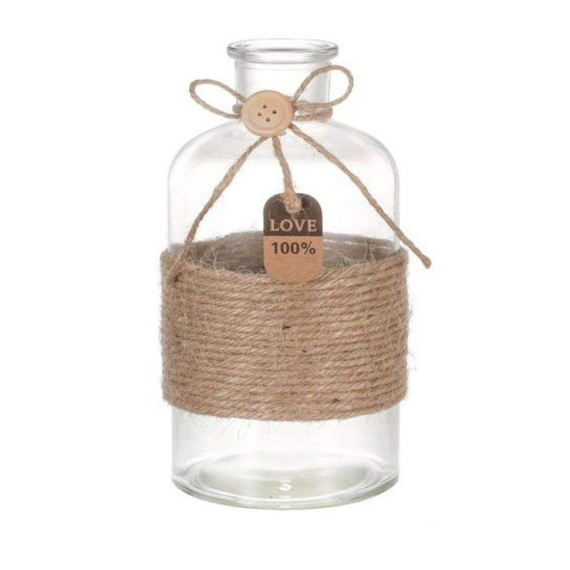 Oem - Florero Jarron Decorativo Vidrio Love Mimbre