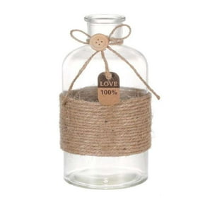 Oem - Florero Jarron Decorativo Vidrio Love Mimbre