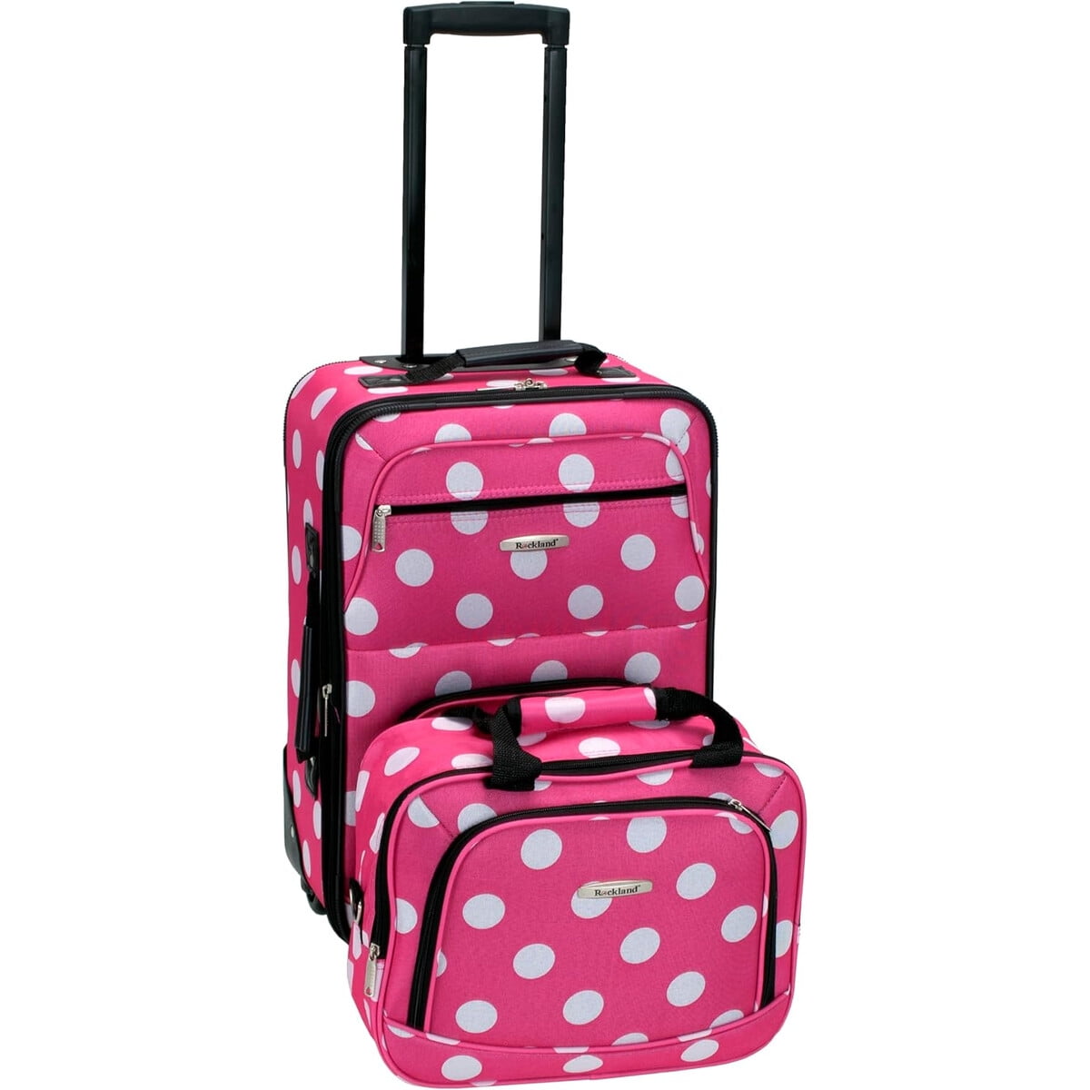 Set Maletas Rockland Softside 2 Piezas Pink Dot Expandible