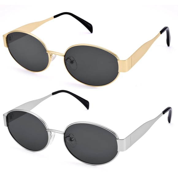 Gafas de Sol Retro Ovaladas DIMENSIP Doradas de Metal para Hombre y Mujer