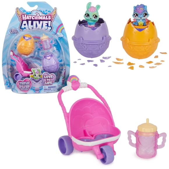 Playset Hatchimals Alive Hatch N' Stroll con cochecito de juguete 3+