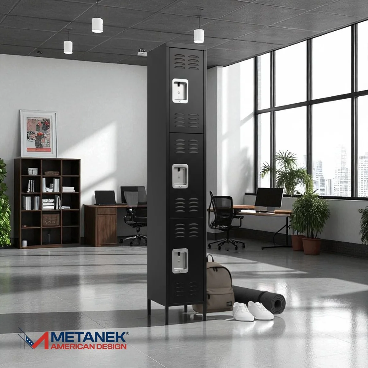 Recilock - Casillero Locker Metálico Black: 1 Cuerpo 3 Puertas - Sa-Sllf1X3