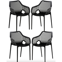 Habita2 Chile - Pack 4 Butaca City Para Exterior Apilable Resistente - Negro