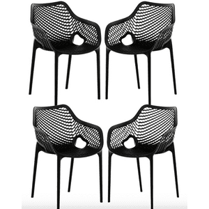 Habita2 Chile - Pack 4 Butaca City Para Exterior Apilable Resistente - Negro