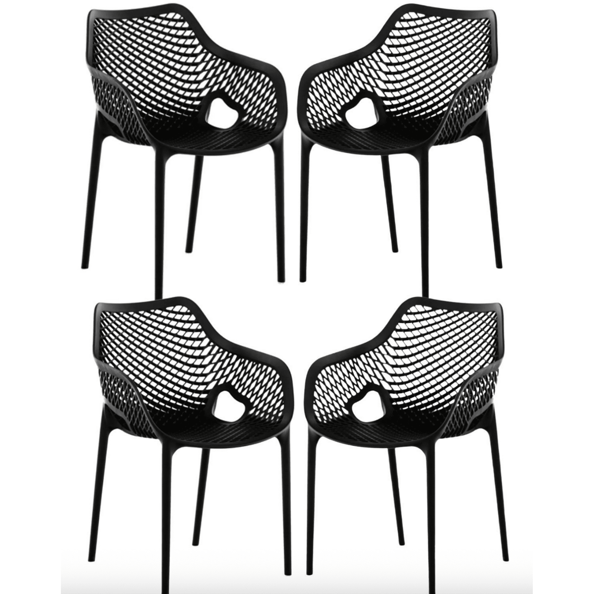 Habita2 Chile - Pack 4 Butaca City Para Exterior Apilable Resistente - Negro